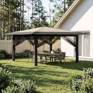 Gazebo z 4 stranami 4 x 4 m Kremasta in antracitna