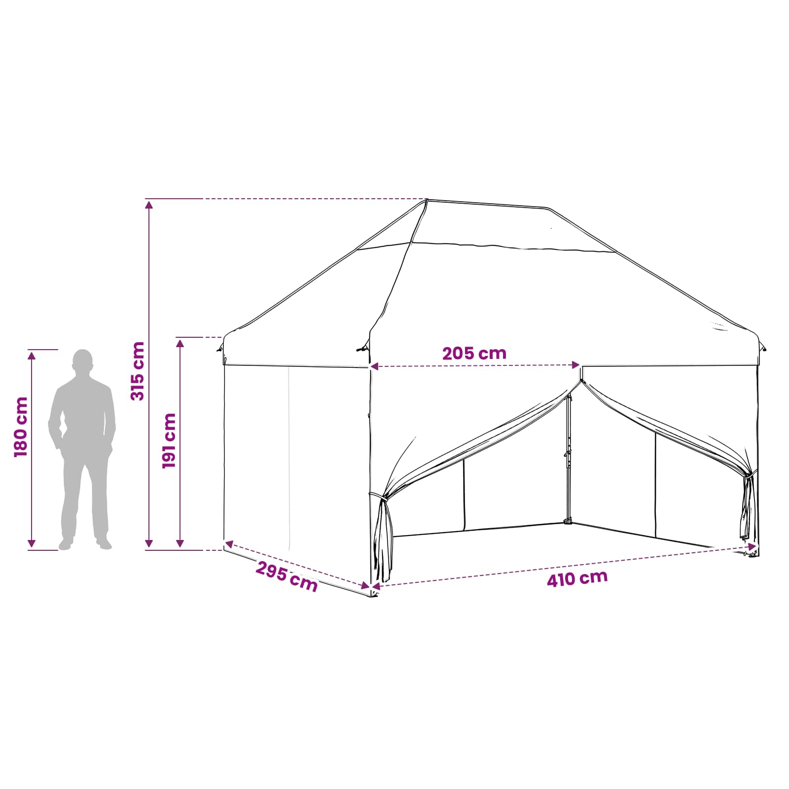 Tent met 4 Zijwanden 3 x 4 m Leger Camouflage image 15