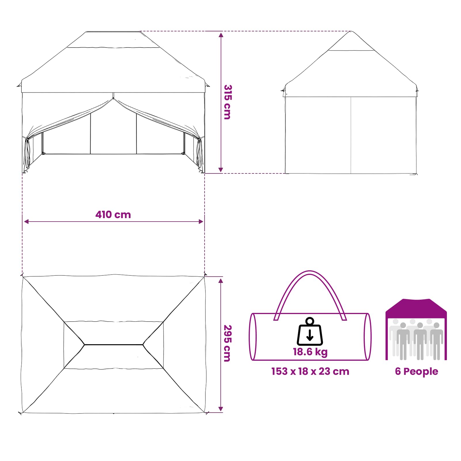 Tent met 4 Zijwanden 3 x 4 m Leger Camouflage image 14