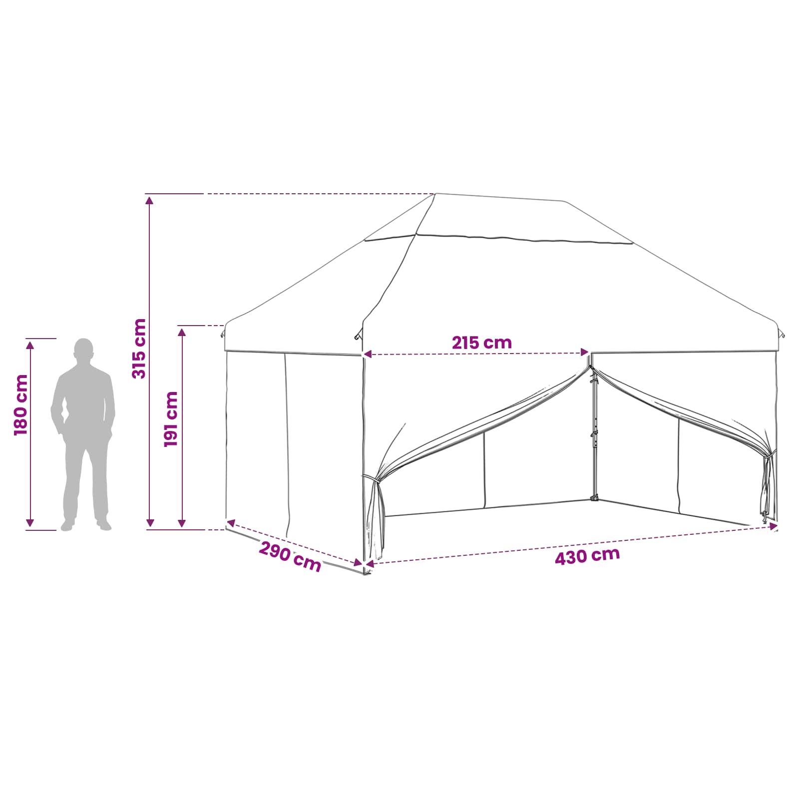 Tent met 4 Zijwanden 2,9 x 4,3 m Leger Camouflage image 14