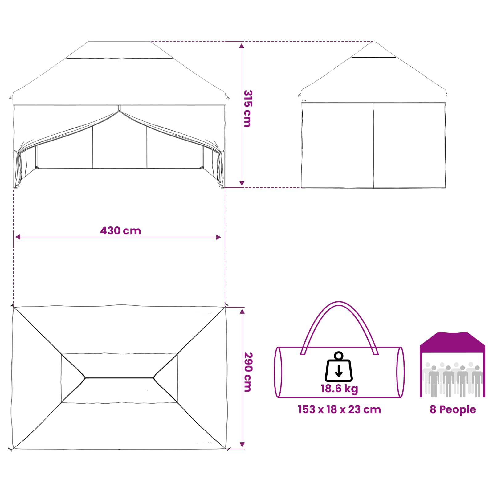 Tent met 4 Zijwanden 2,9 x 4,3 m Leger Camouflage image 12
