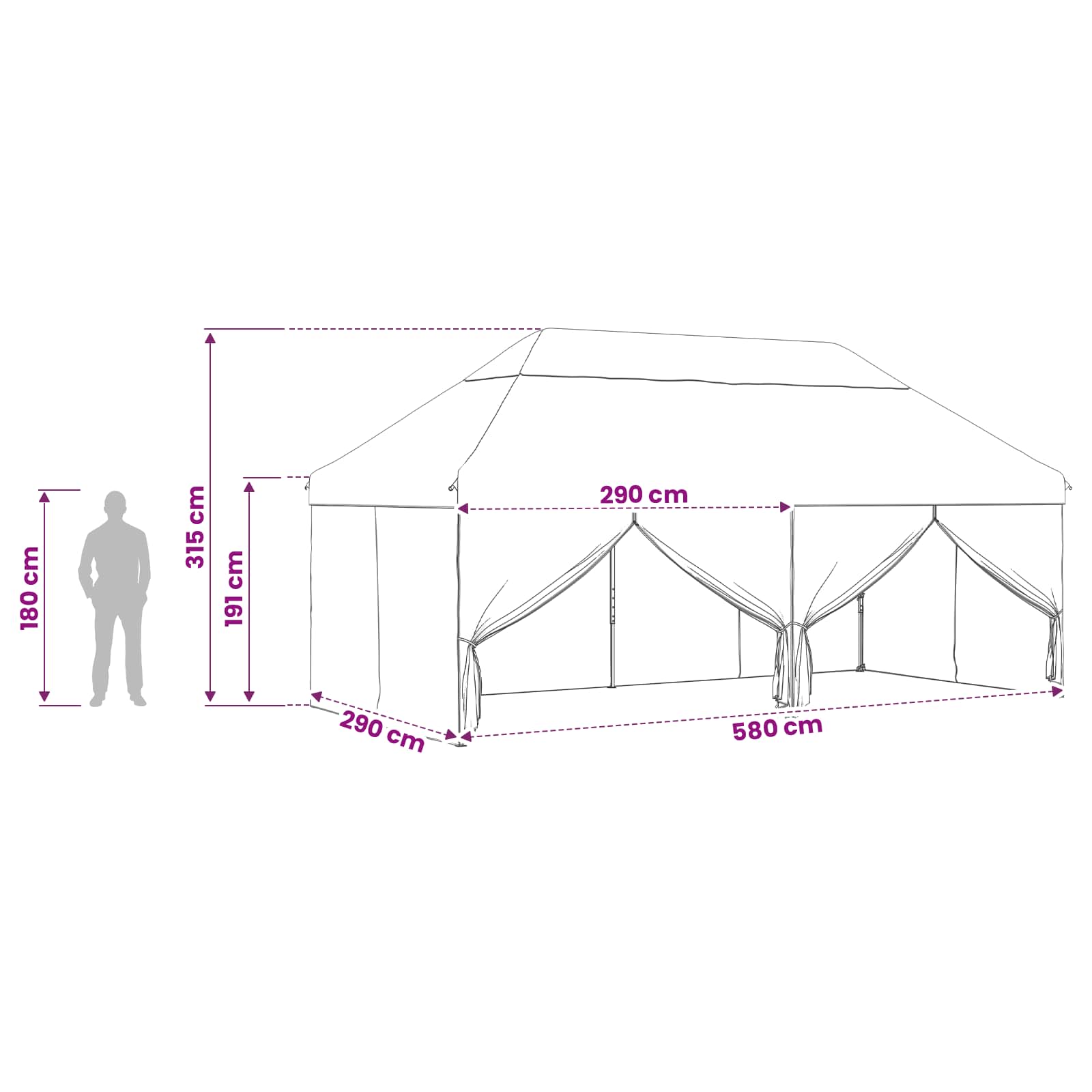 Tent met 4 Zijwanden 2,9 x 5,8 m Leger Camouflage image 14
