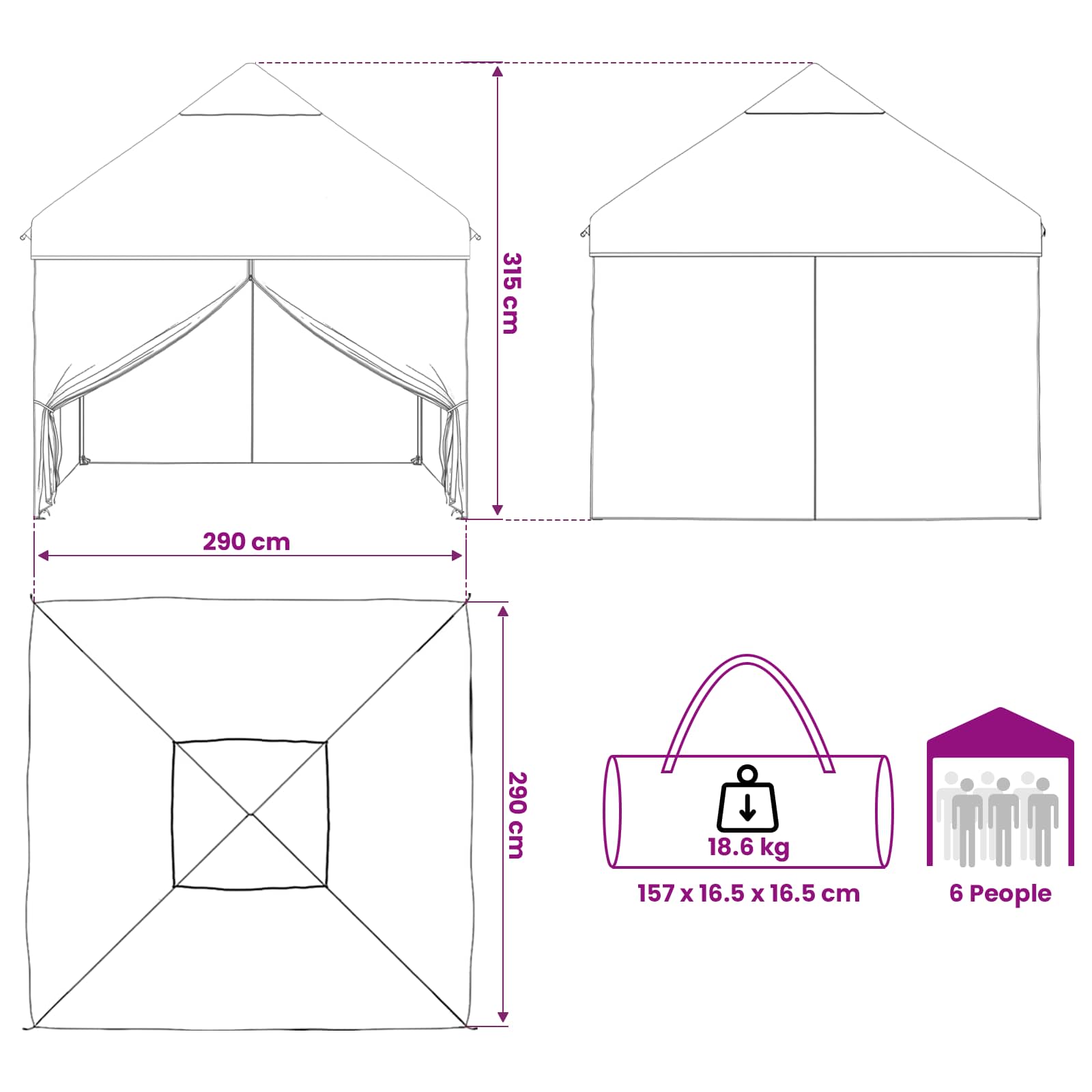 Pop-up Gazebo met 4 Zijwanden 2,9 x 2,9 m Blauw Camouflage image 12