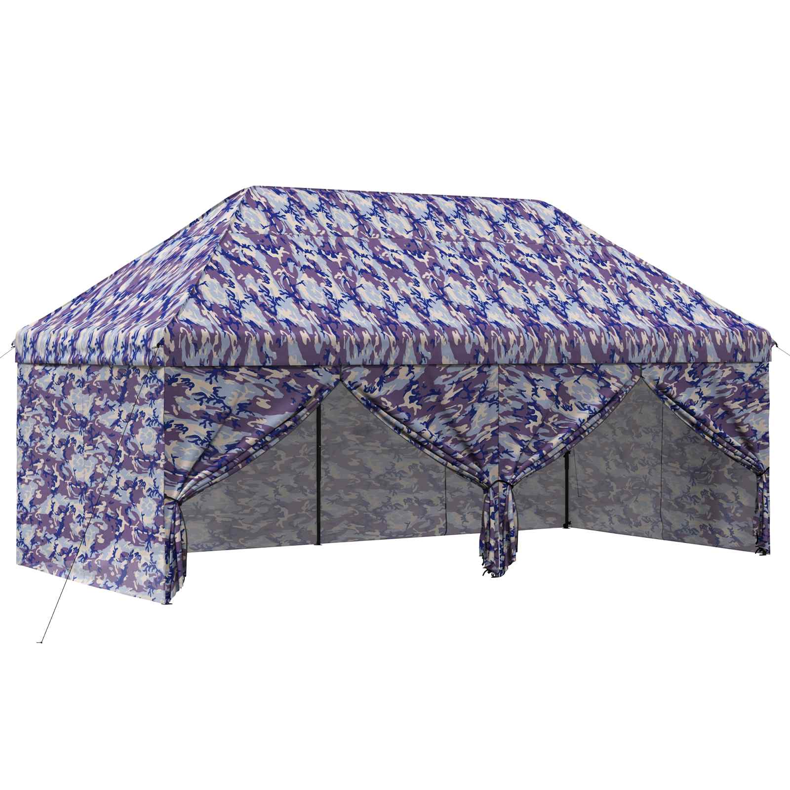 Pop-up Gazebo met 4 Zijwanden 3 x 6 m Blauw Camouflage image 2