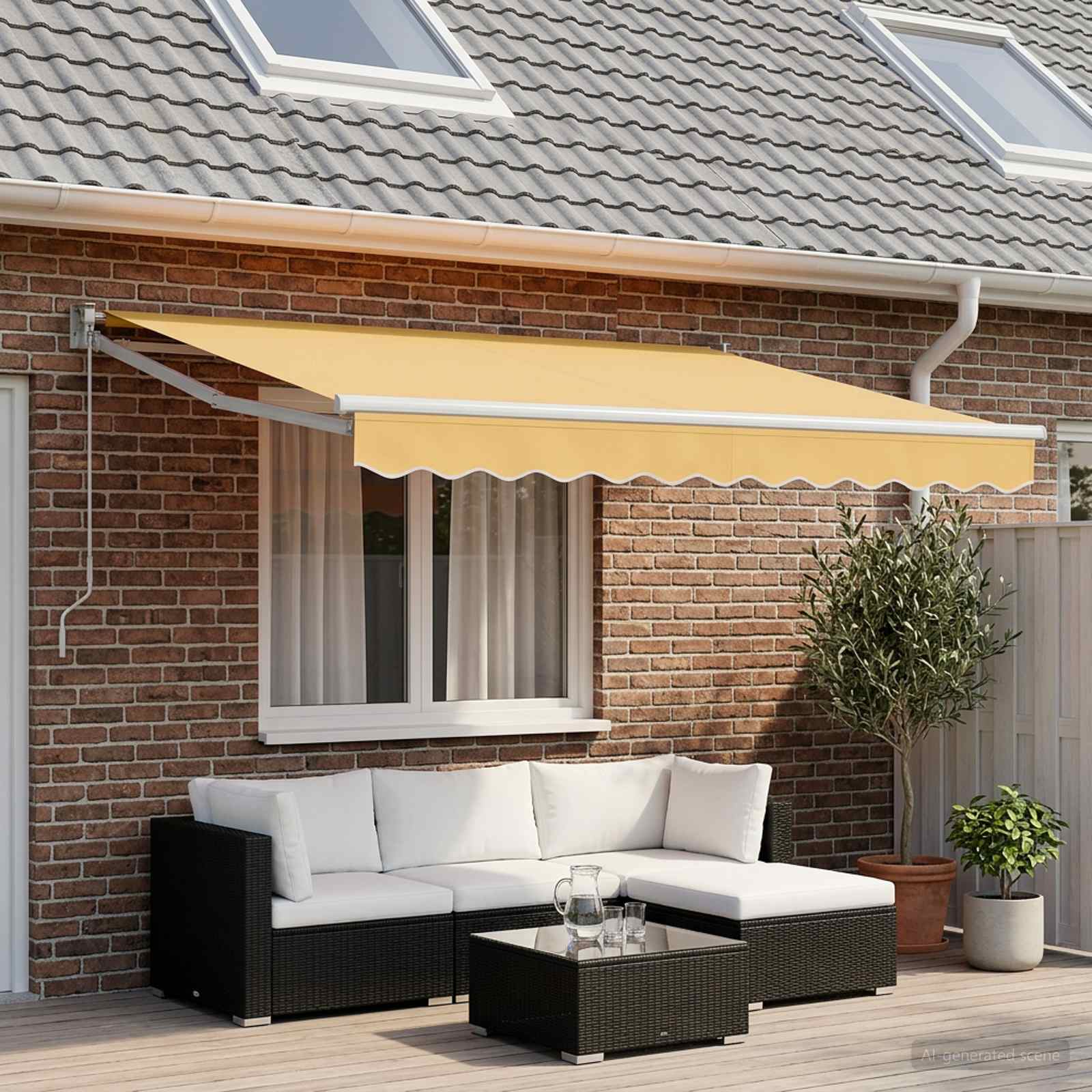 Vervangingsdoek voor zonnescherm Zand 6 × 3,5 m Polyester – afbeelding 1
