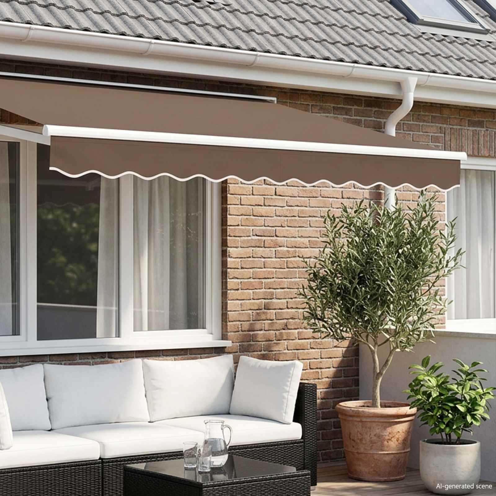 Vervangende markies volant Taupe 2,5 m Polyester image 1