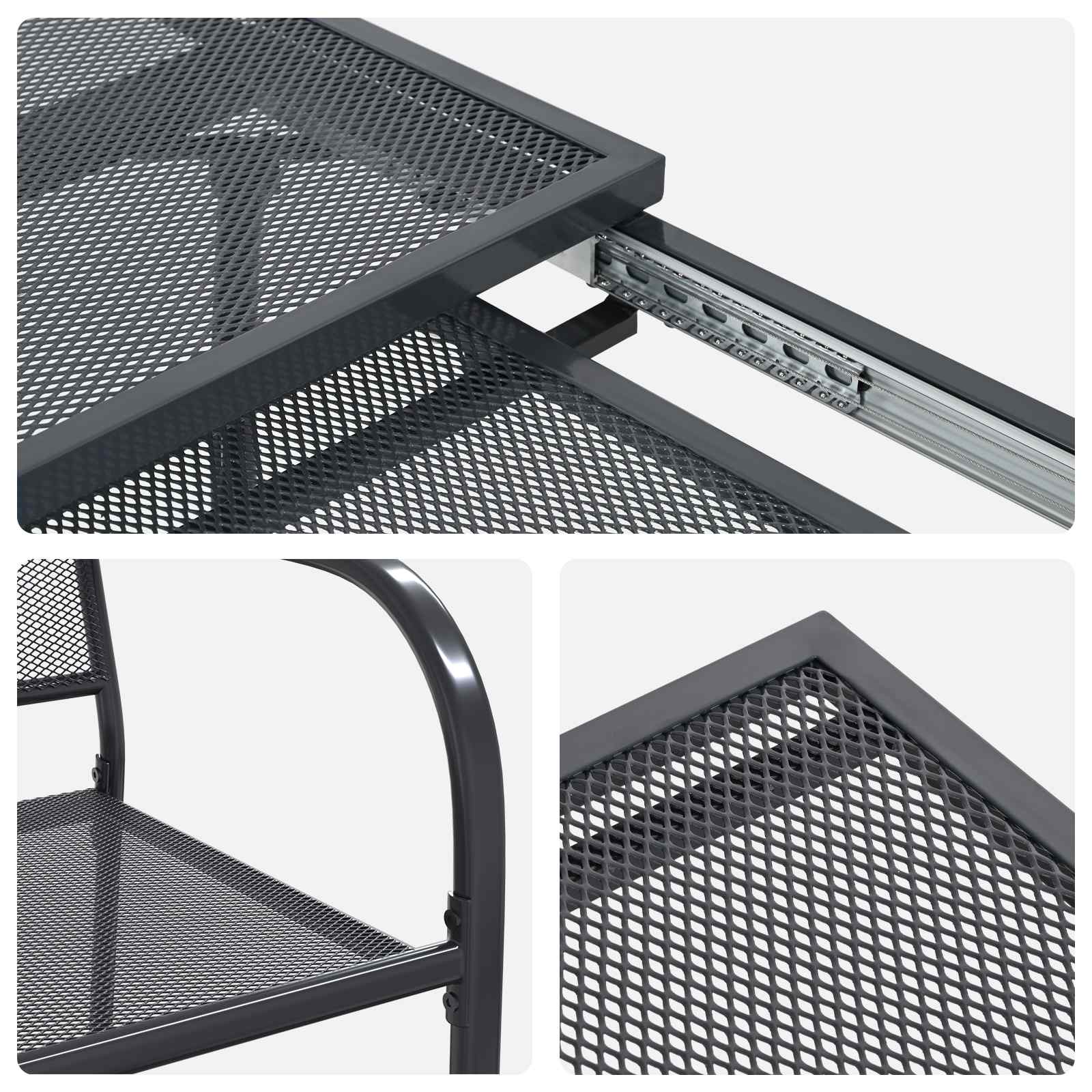 Hage Spisegruppe 7 pcs Antrasitt 212 x 90 x 76 cm Mesh og Stål - Bilde 8