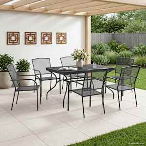 Zahradní jídelní souprava 7 pcs Antracitová 212 x 90 x 76 cm - obrázek 3