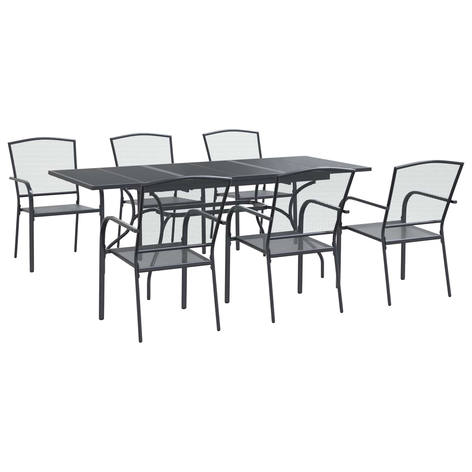 Hage Spisegruppe 7 pcs Antrasitt 212 x 90 x 76 cm Mesh og Stål - Bilde 2