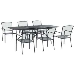 Zahradní jídelní souprava 7 pcs Antracitová 212 x 90 x 76 cm - obrázek 2