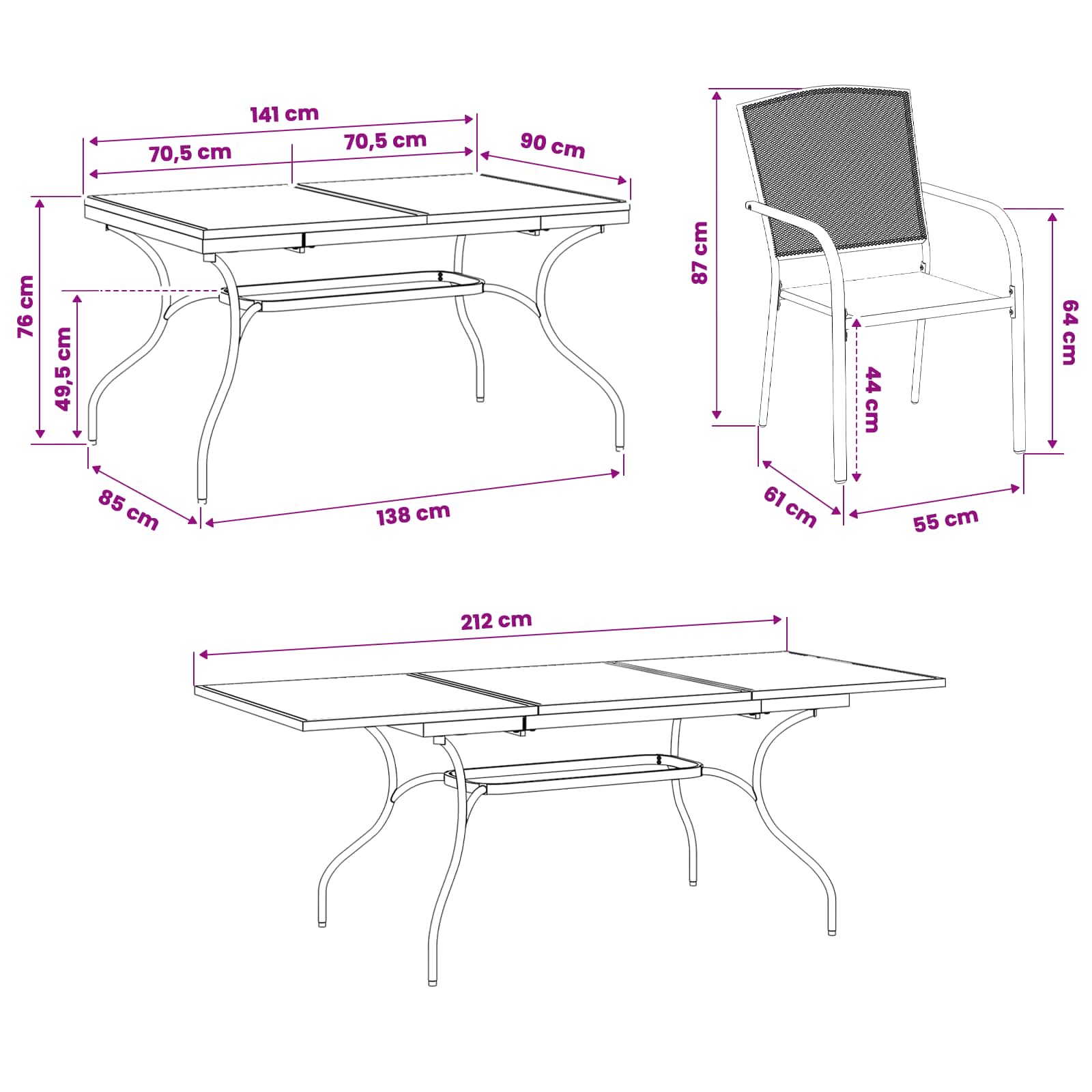 Garden Dining Set size guide