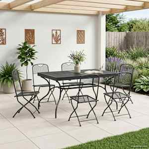 Zahradní jídelní souprava 7 pcs Antracitová 212 x 90 x 76 cm - obrázek 3