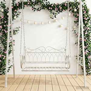 Gugalna klop Jeklo 109 x 75 x 59 cm Antik bela