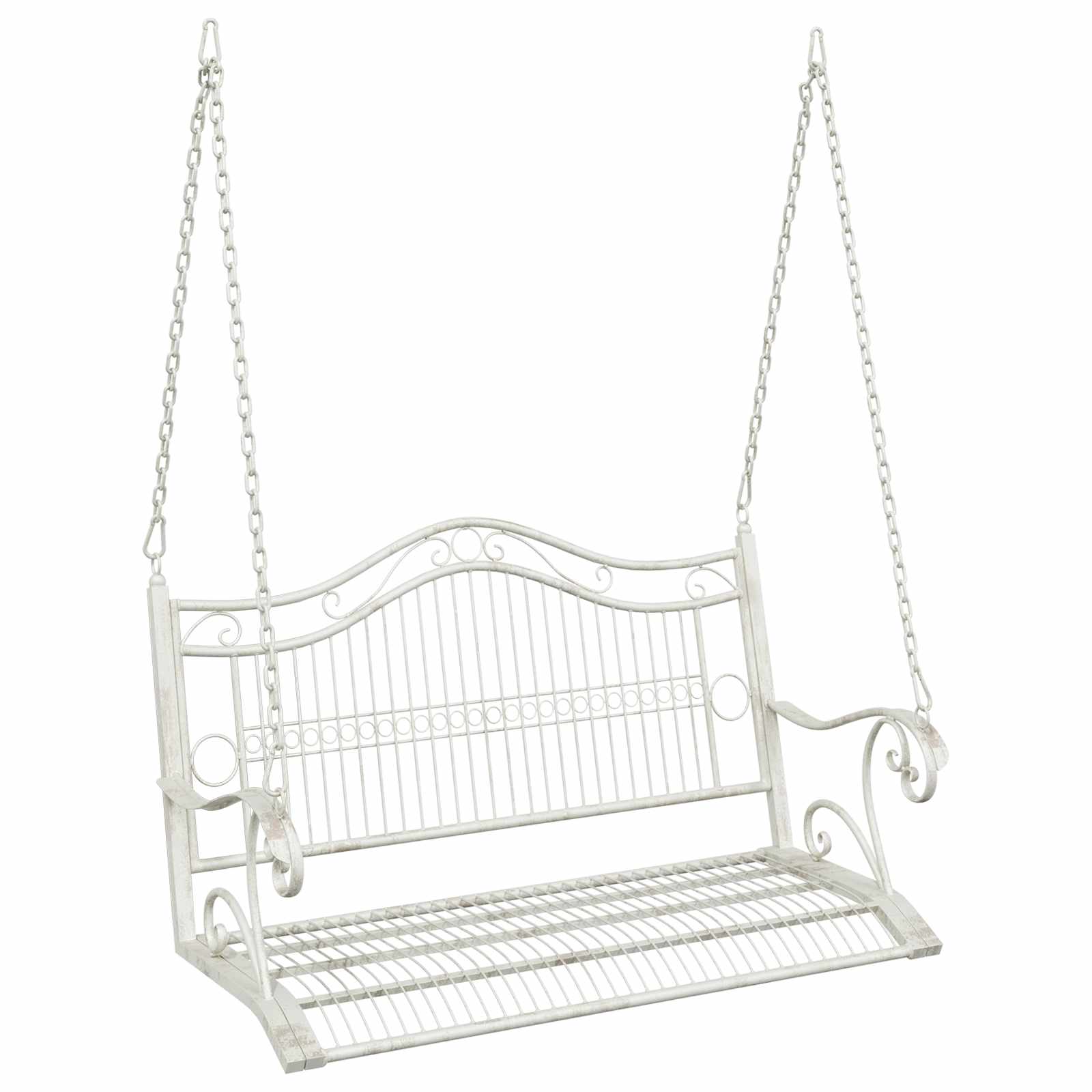 Schommelbank Staal 115 x 61 x 63 cm Antiek wit image 2