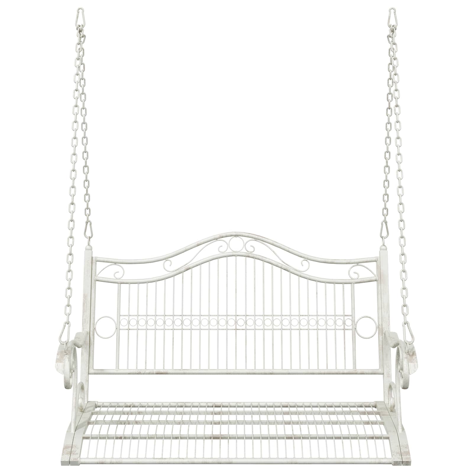 Schommelbank Staal 115 x 61 x 63 cm Antiek wit image 3