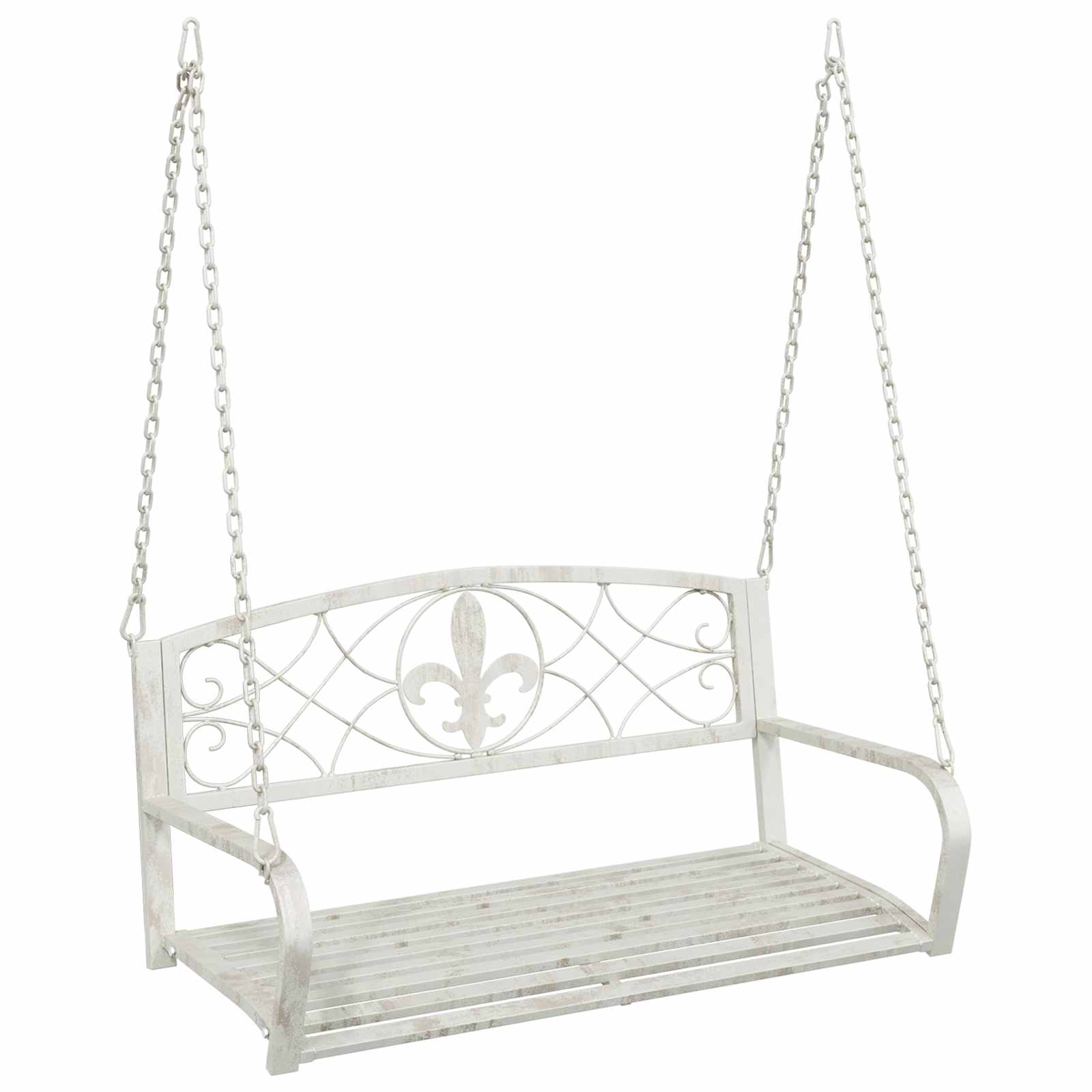 Schommelbank Staal 110,5 x 59 x 55 cm Antiek wit image 2
