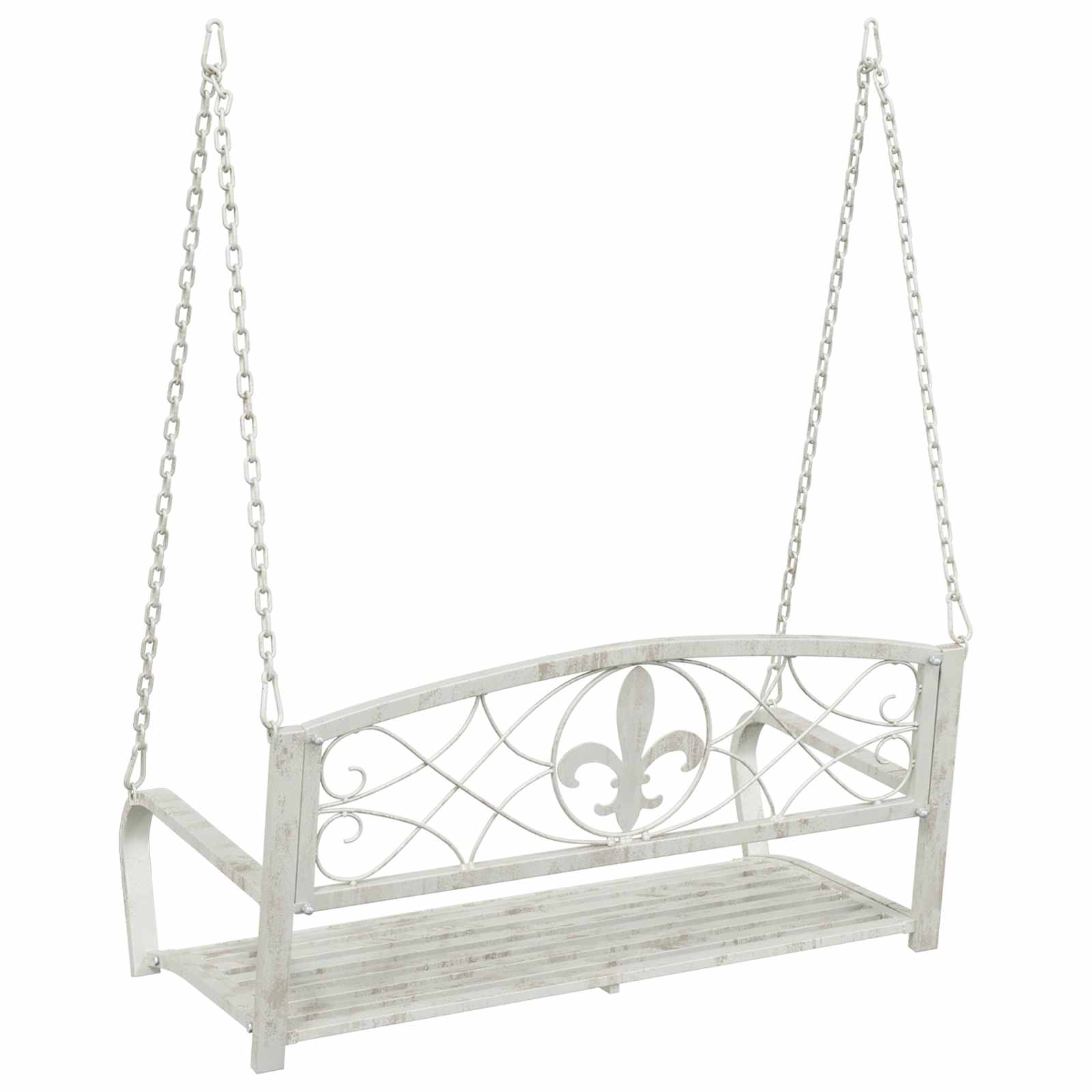 Schommelbank Staal 110,5 x 59 x 55 cm Antiek wit image 5