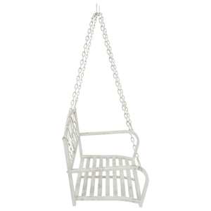 Houpací lavička Ocel 110,5 x 59 x 55 cm Antická bílá - obrázek 4