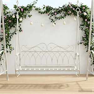 Gugalna klop Jeklo 112 x 60 x 126,5 cm Antik bela
