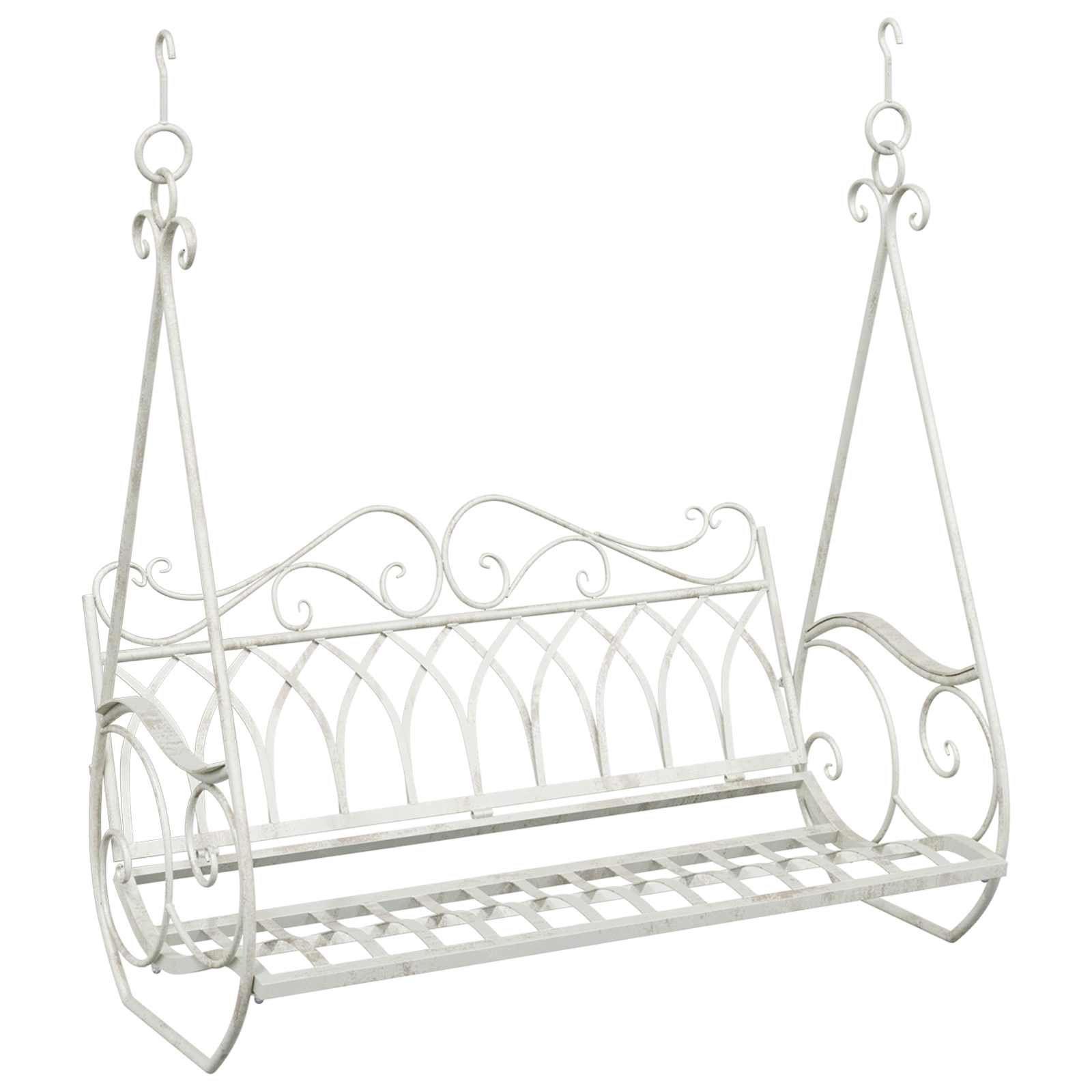 Schommelbank Staal 112 x 60 x 126,5 cm Antiek wit image 2