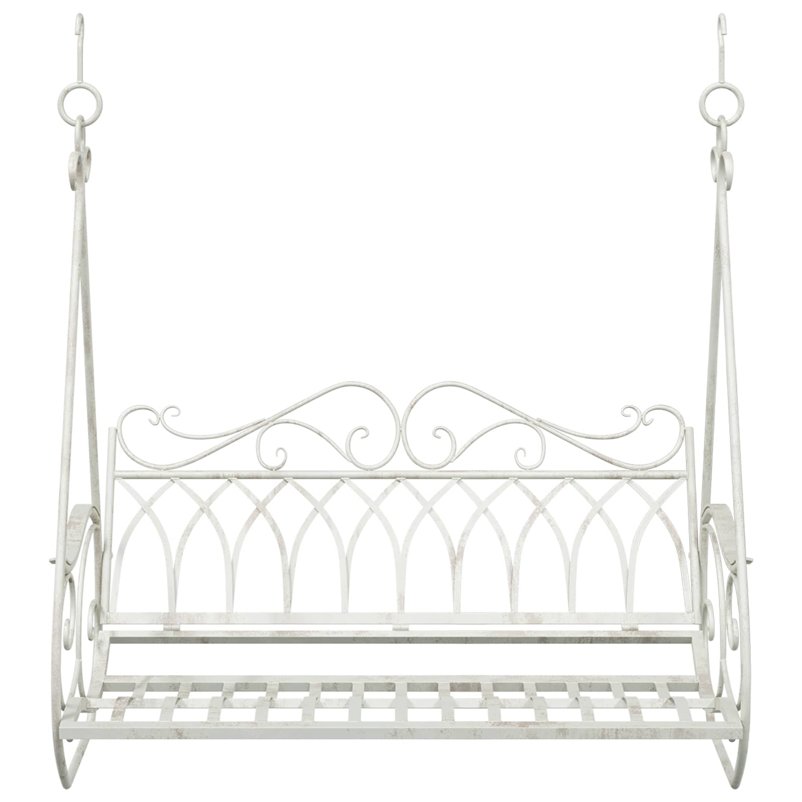 Schommelbank Staal 112 x 60 x 126,5 cm Antiek wit image 3