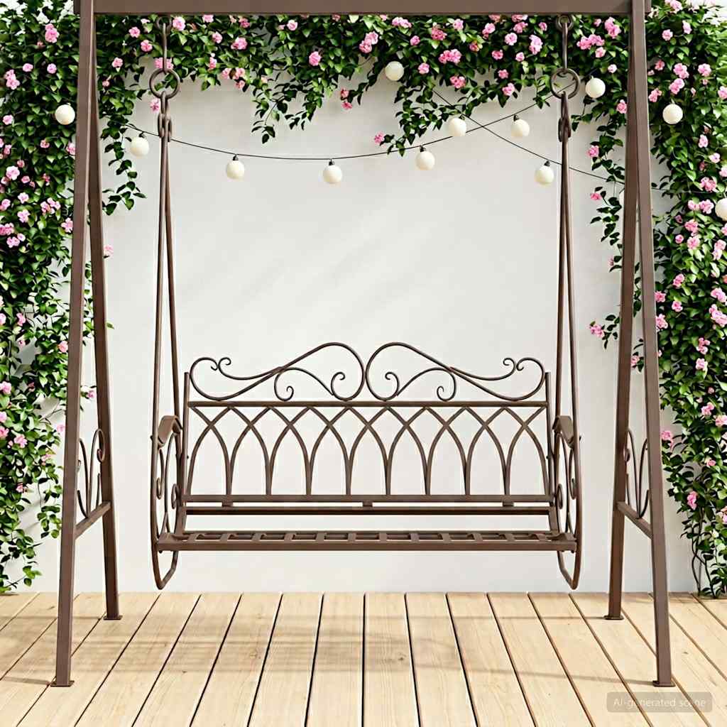 Schommelbank Staal 112 x 60 x 126,5 cm Antiek Bruin image 1