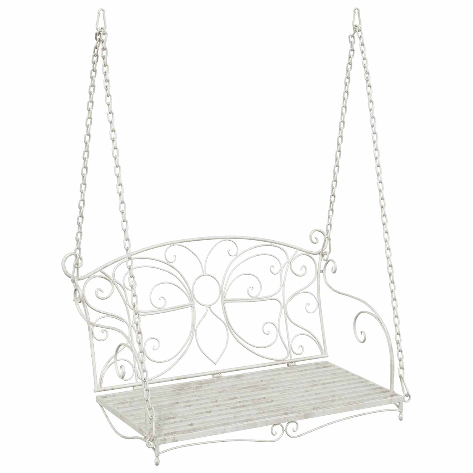 Schommelbank Staal 105,5 x 61 x 56 cm Antiek wit image 2