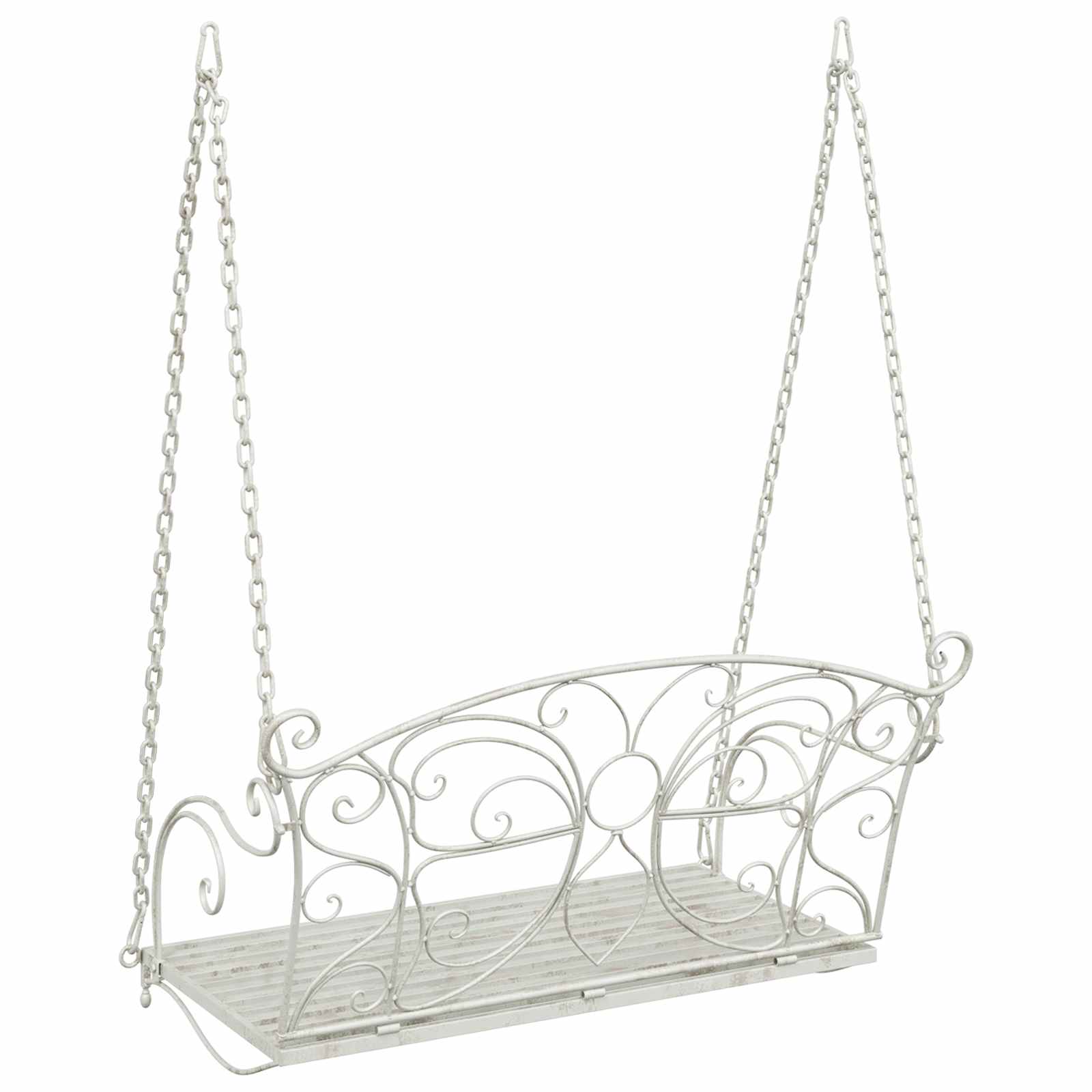 Schommelbank Staal 105,5 x 61 x 56 cm Antiek wit image 5