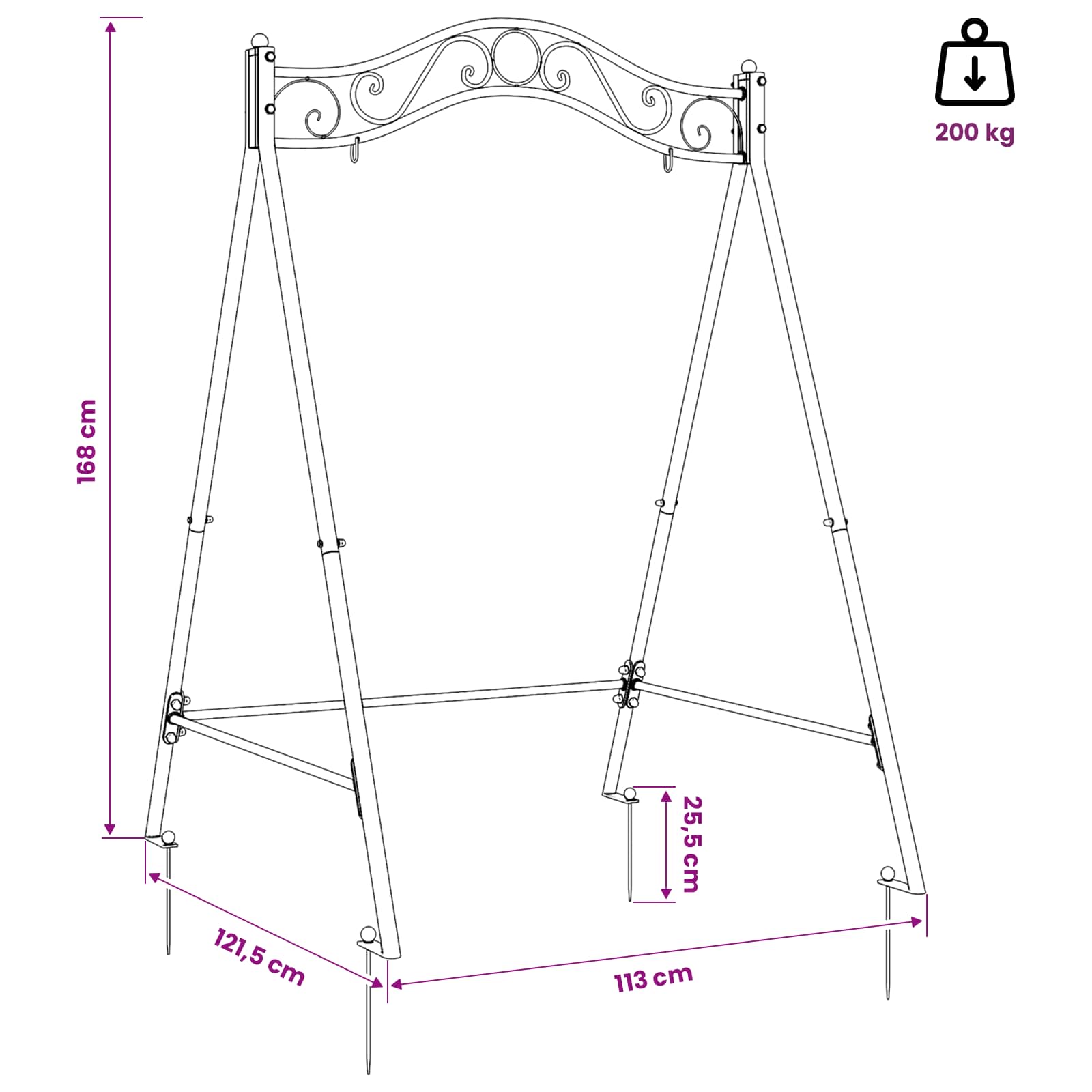 Swing Frame Antiek wit 113 x 121,5 x 168 cm Staal image 7