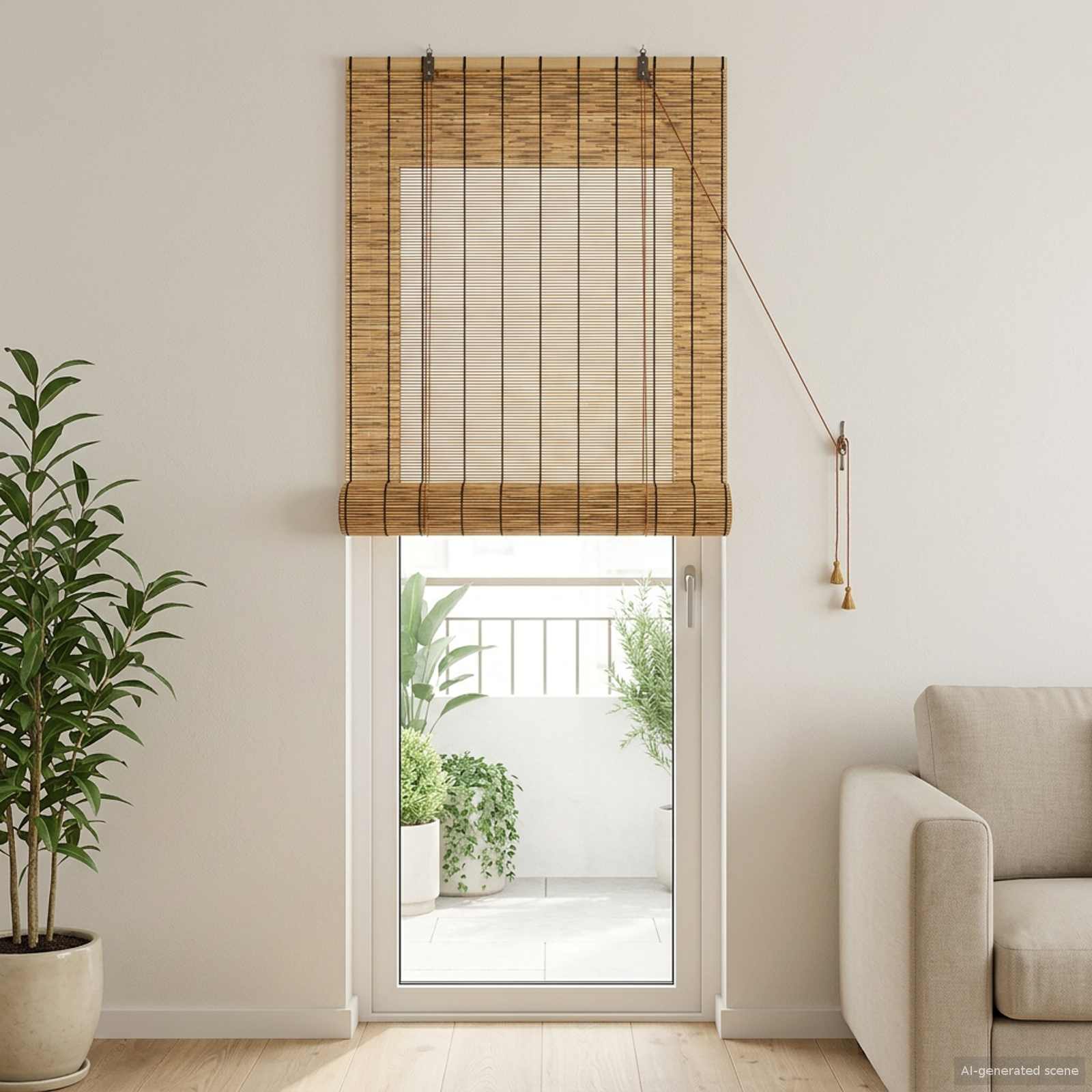 vidaXL Rullaverho Ruskea 100 x 220 cm Ruoko