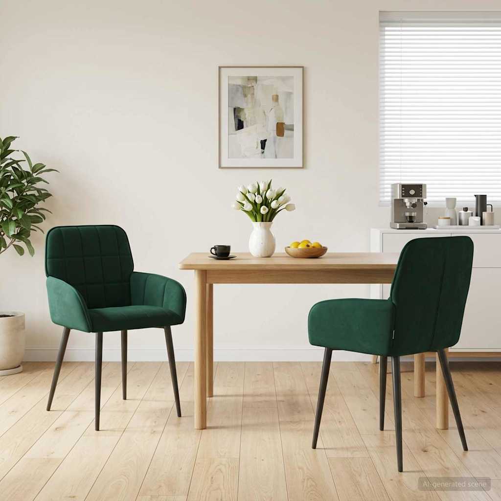 vidaXL Matstolar 2 pcs Sammet (V) Mörkgrön 57 x 50 x 85 cm