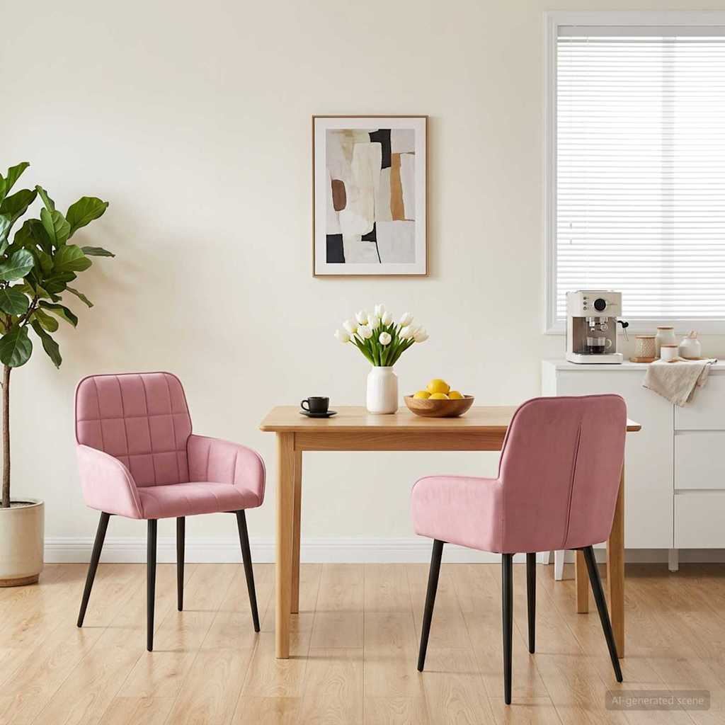 vidaXL Matstolar 2 st Sammet Rosa 56.5 x 50 x 85 cm