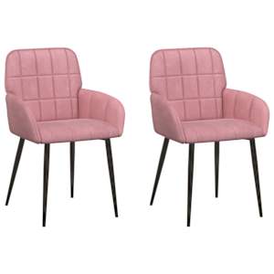 Jídelní židle 2 pcs Samet Růžová 57 x 50 x 85 cm - obrázek 2