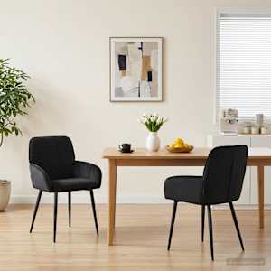 Jedilni stoli 2 pcs Žamet Črna 56,5 x 50 x 86 cm