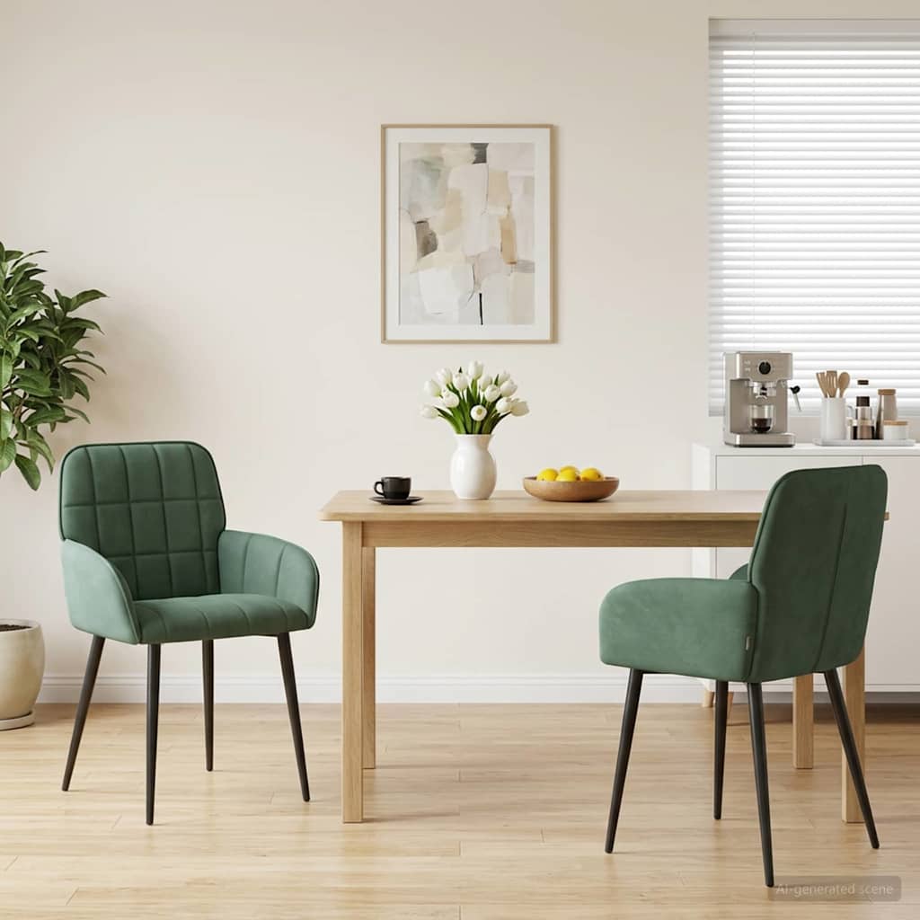 vidaXL Matstolar 2 pcs Sammet (V) Havgrön 57 x 50 x 85 cm