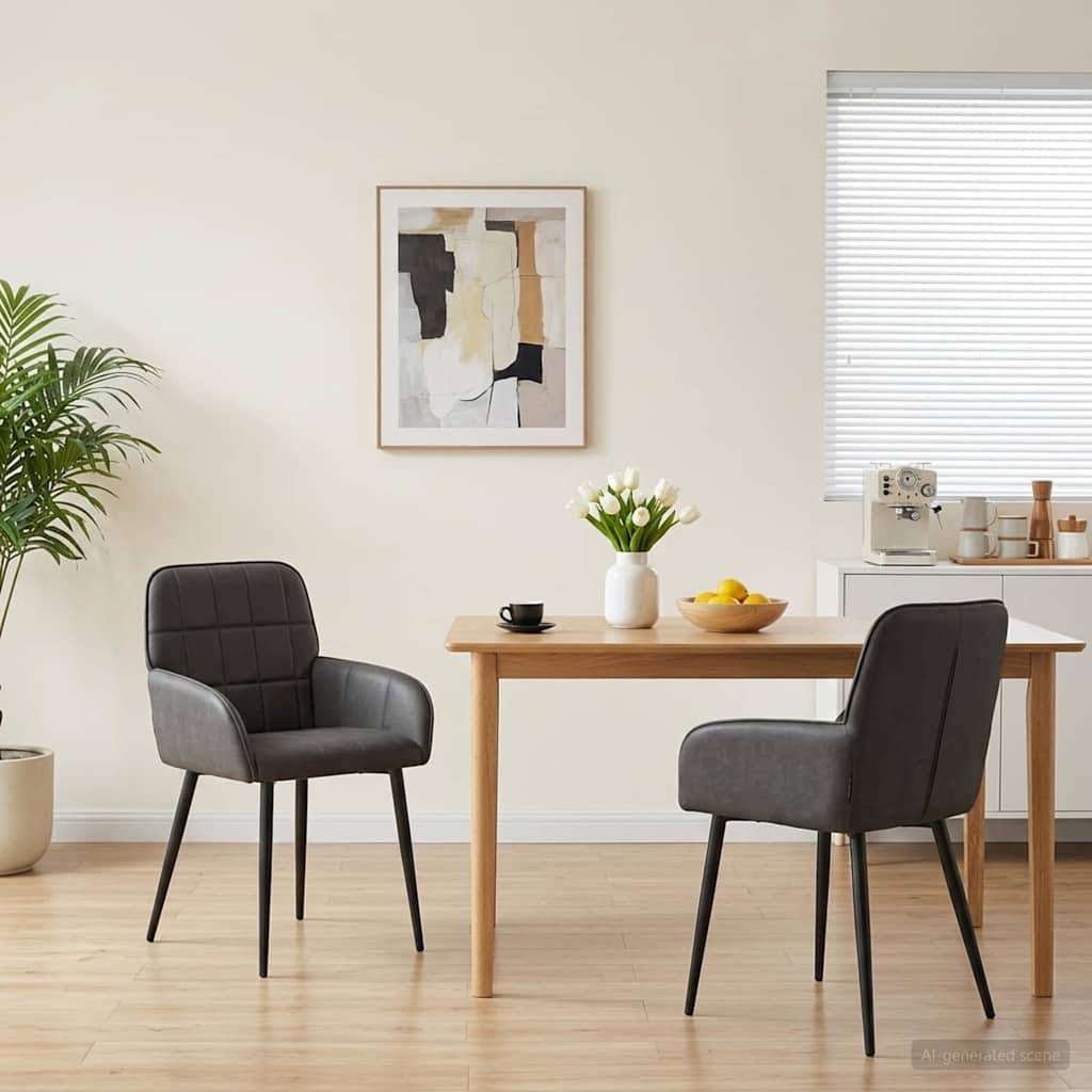 vidaXL Matstolar 2 pcs Konstläder Svart 57 x 50 x 85 cm