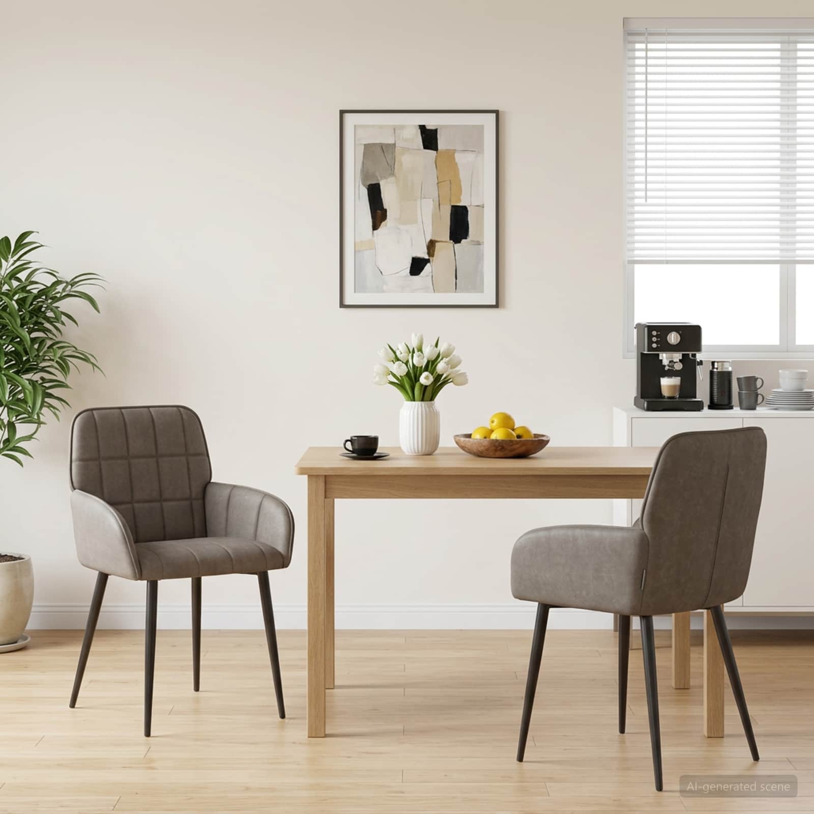 vidaXL Matstolar 2 st Konstl&auml;der Gr&aring; 56.5 x 50 x 85 cm