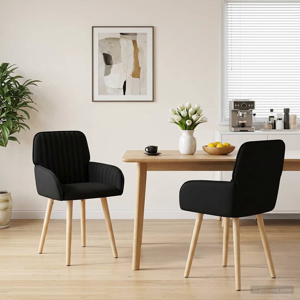 vidaXL Matstolar 2 st Tyg Svart 56,5 x 50 x 87,5 cm