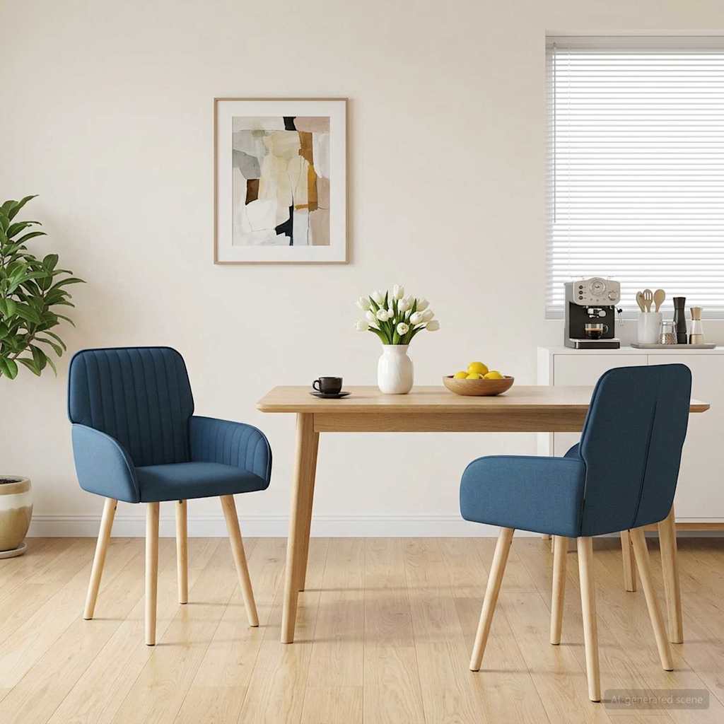 vidaXL Matstolar 2 pcs Tyg Blå 56,5 x 50 x 87,5 cm