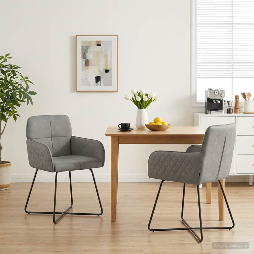 vidaXL Matstolar 2 pcs Sammet (V) Ljusgrå 59 x 56,5 x 86 cm