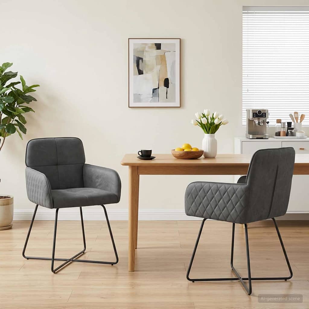vidaXL Matstolar 2 st Sammet M&ouml;rkgr&aring; 59 x 56,5 x 86 cm