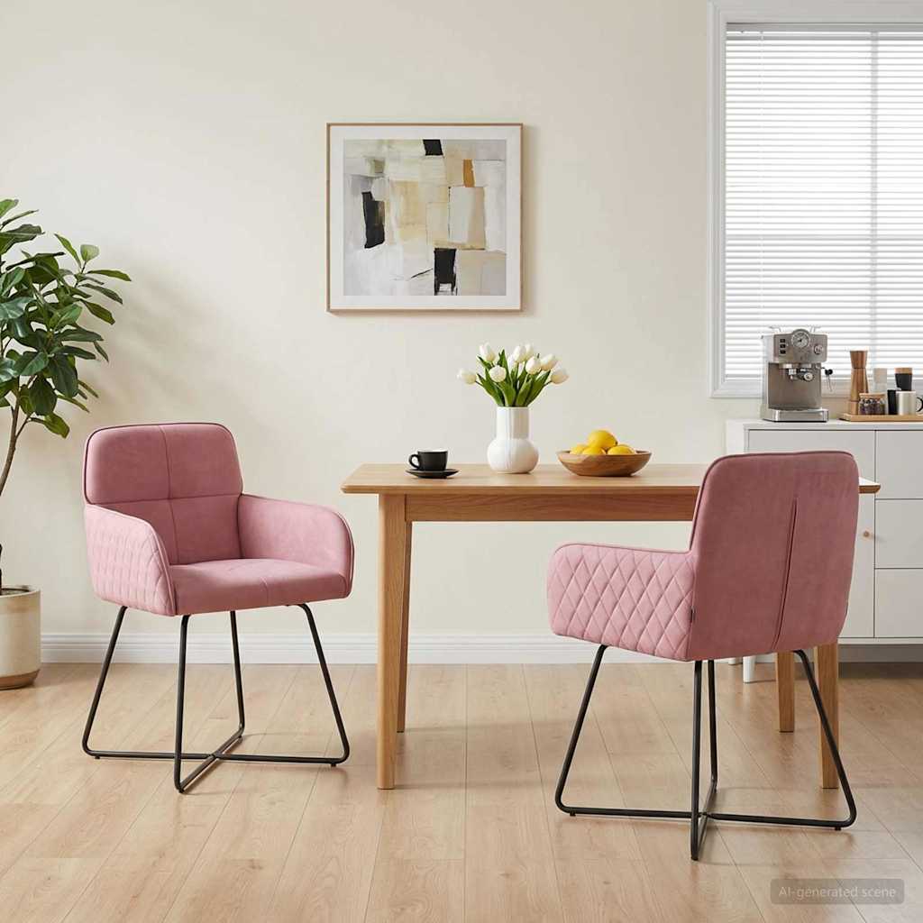 vidaXL Matstolar 2 st Sammet Rosa 59 x 56,5 x 86 cm