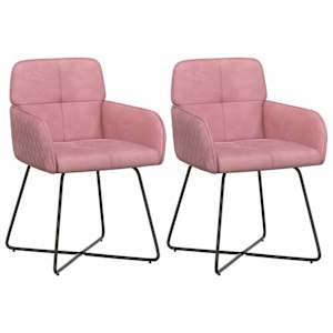 Jídelní židle 2 pcs Samet Růžová 59 x 56,5 x 86 cm - obrázek 2
