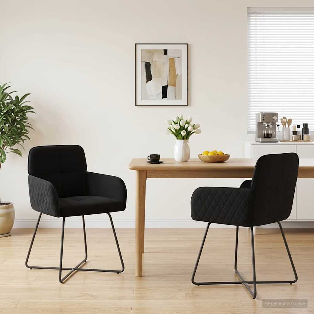 vidaXL Matstolar 2 pcs Sammet (V) Svart 59 x 56,5 x 86 cm