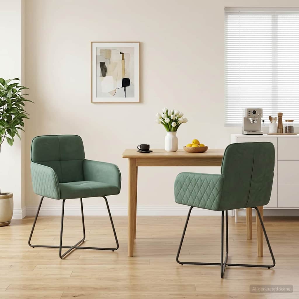vidaXL Matstolar 2 pcs Sammet (V) Havgrön 59 x 56,5 x 86 cm