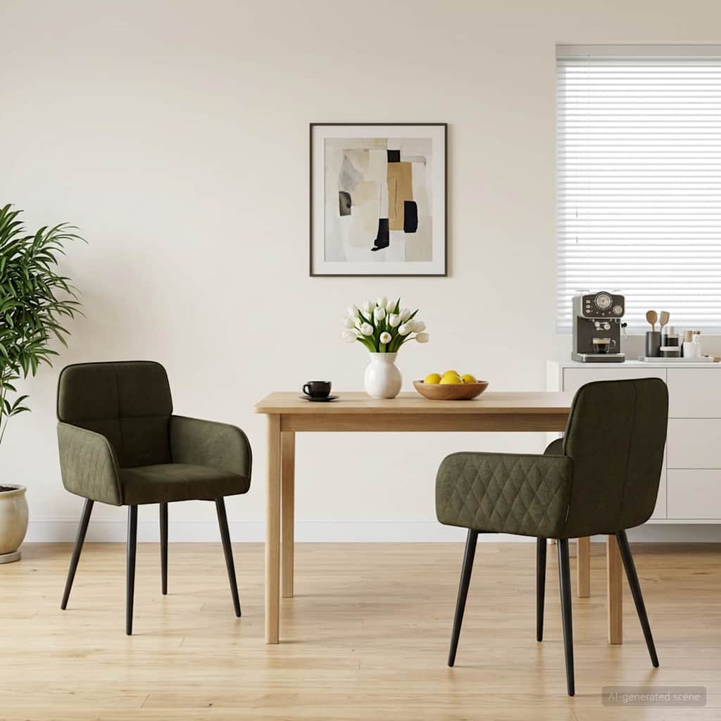 vidaXL Matstolar 2 st Faux Mockal&auml;der Arm&eacute;gr&ouml;n 59x56,5x85cm