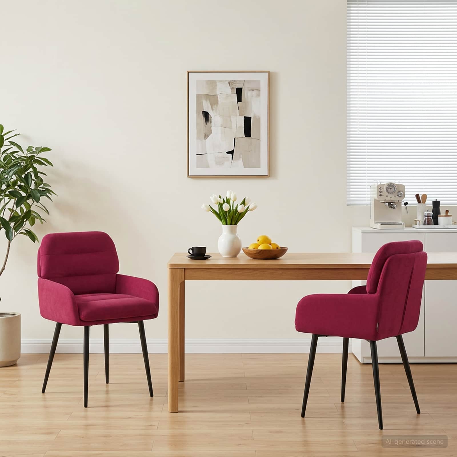 vidaXL Matstolar 2 st Sammet Vinr&ouml;d 59 x 59,5 x 90 cm