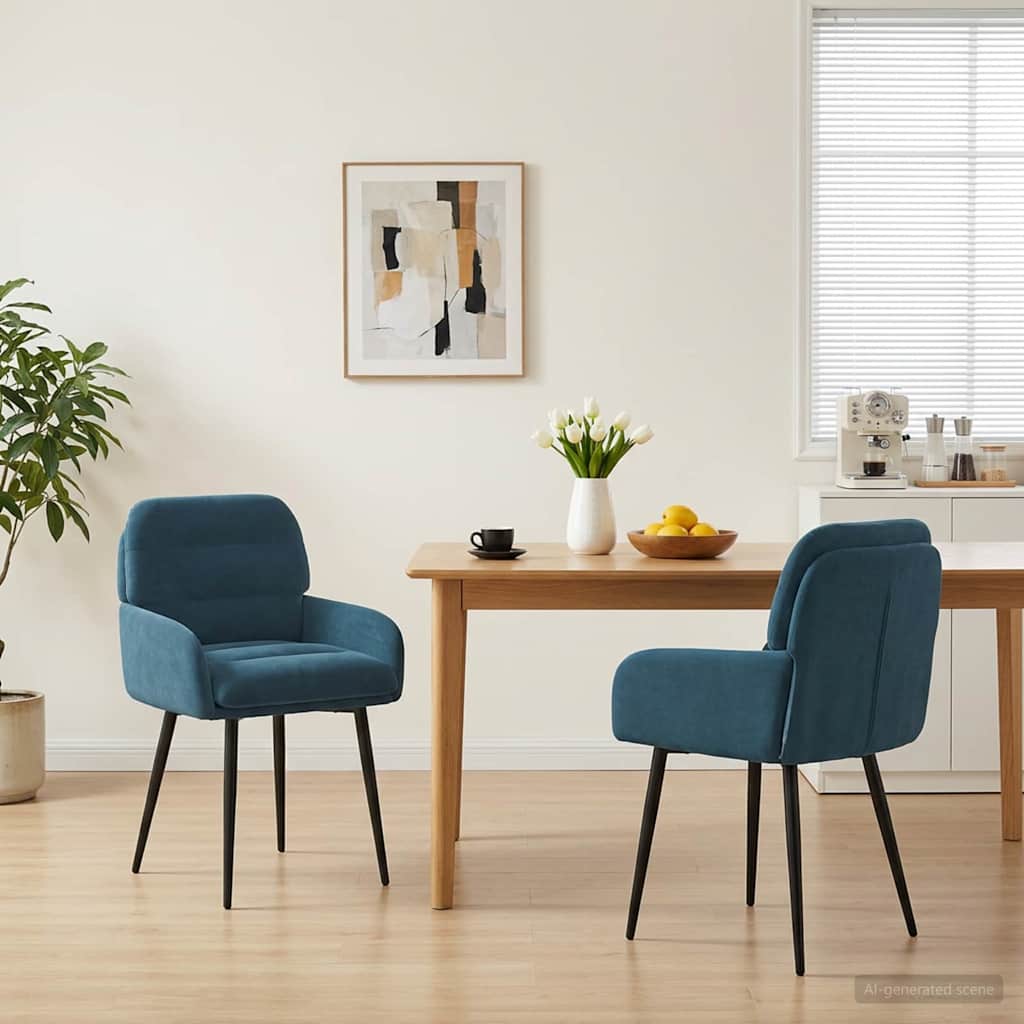 vidaXL Matstolar 2 st Sammet Bl&aring; 59 x 59,5 x 90 cm