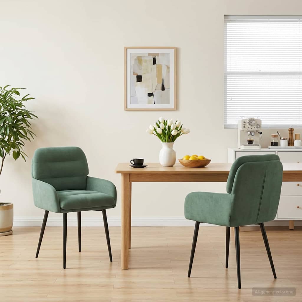 vidaXL Matstolar 2 st Sammet Havgr&ouml;n 59 x 59,5 x 90 cm