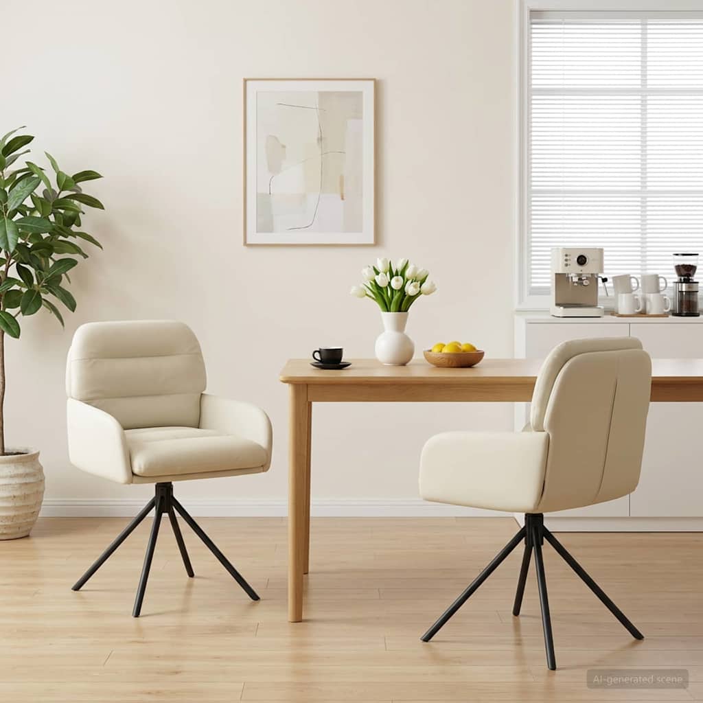 vidaXL Svängande Matstolar 2 pcs Konstläder Gräddvit 59 x 59,5 x 90 cm